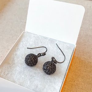 Black metallic chandelier ball earrings